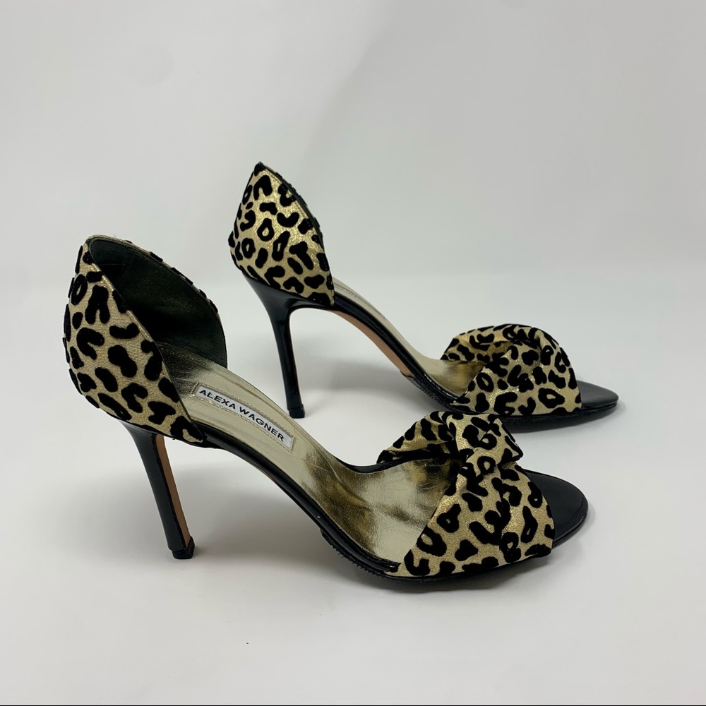 Alexa Wagner Leopard Print Peep Toe Heel Pumps Shoes Women 6 1/2 Formal Party - Picture 8 of 16